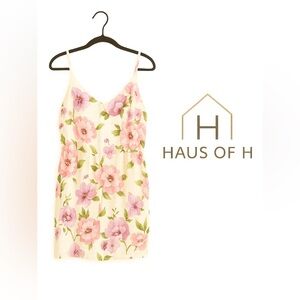 Floral V-Neck shorts romper Hawaiian Pink and Cream floral